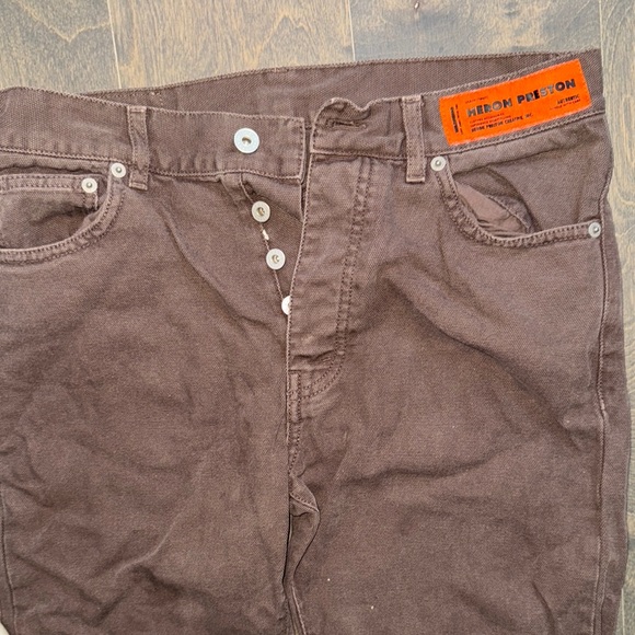 Heron Preston Brown Regular Cuffed Leg Jeans - Picture 1 of 5